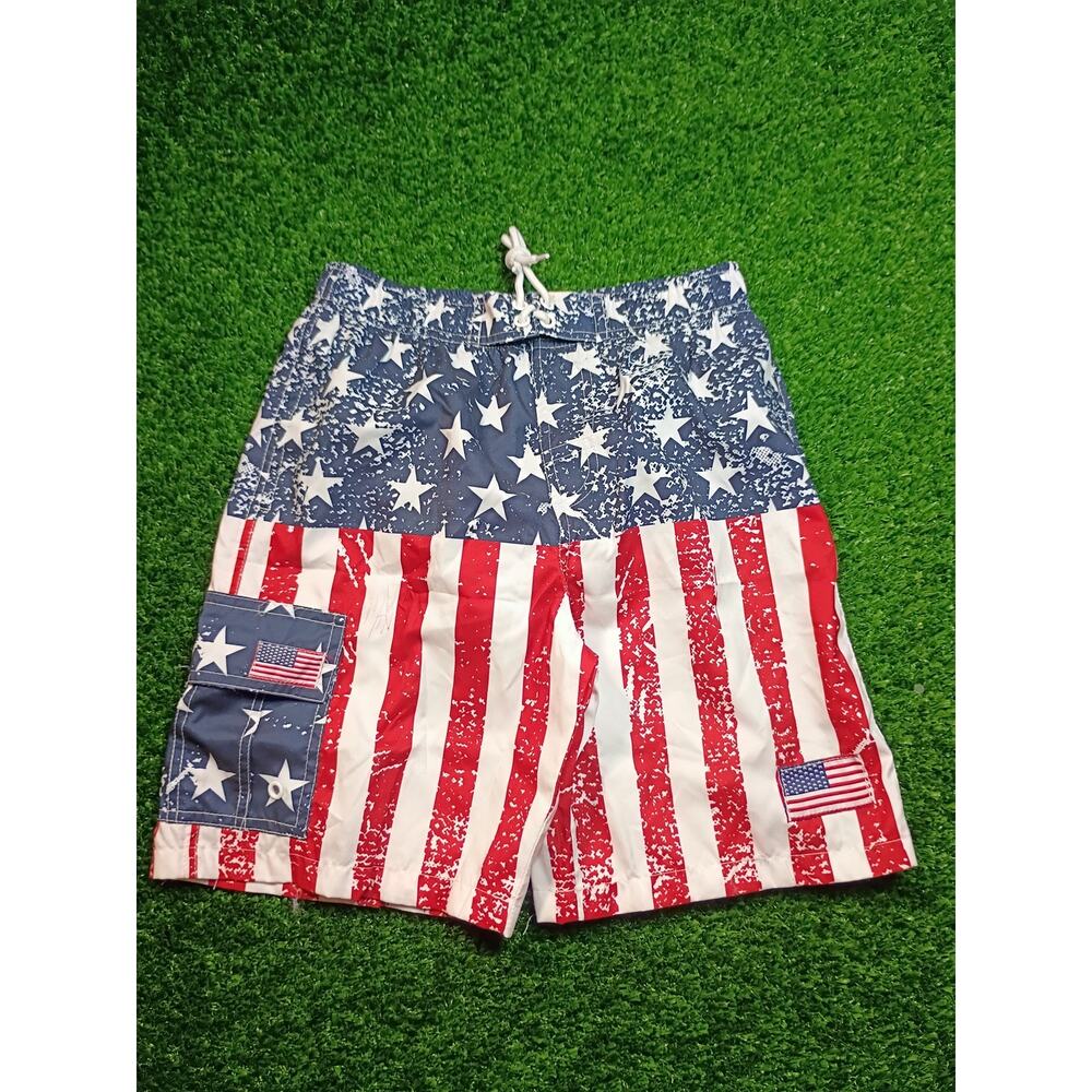 Canyon Creek Teen Swim Trunks - Patriotic Flag Design 14/16
